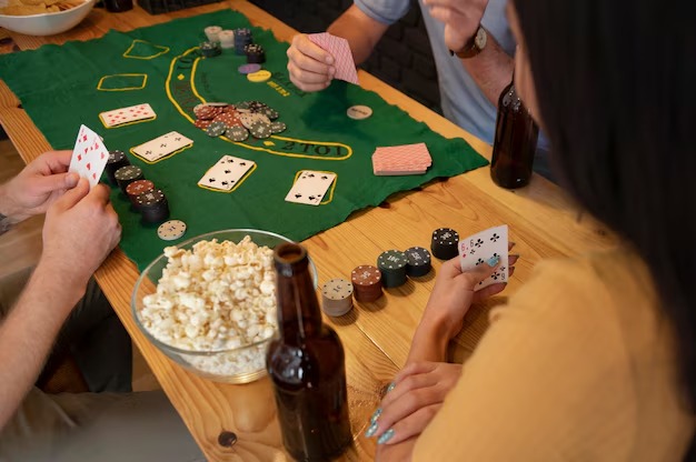 Live blackjack table with dealer and multiple player seats